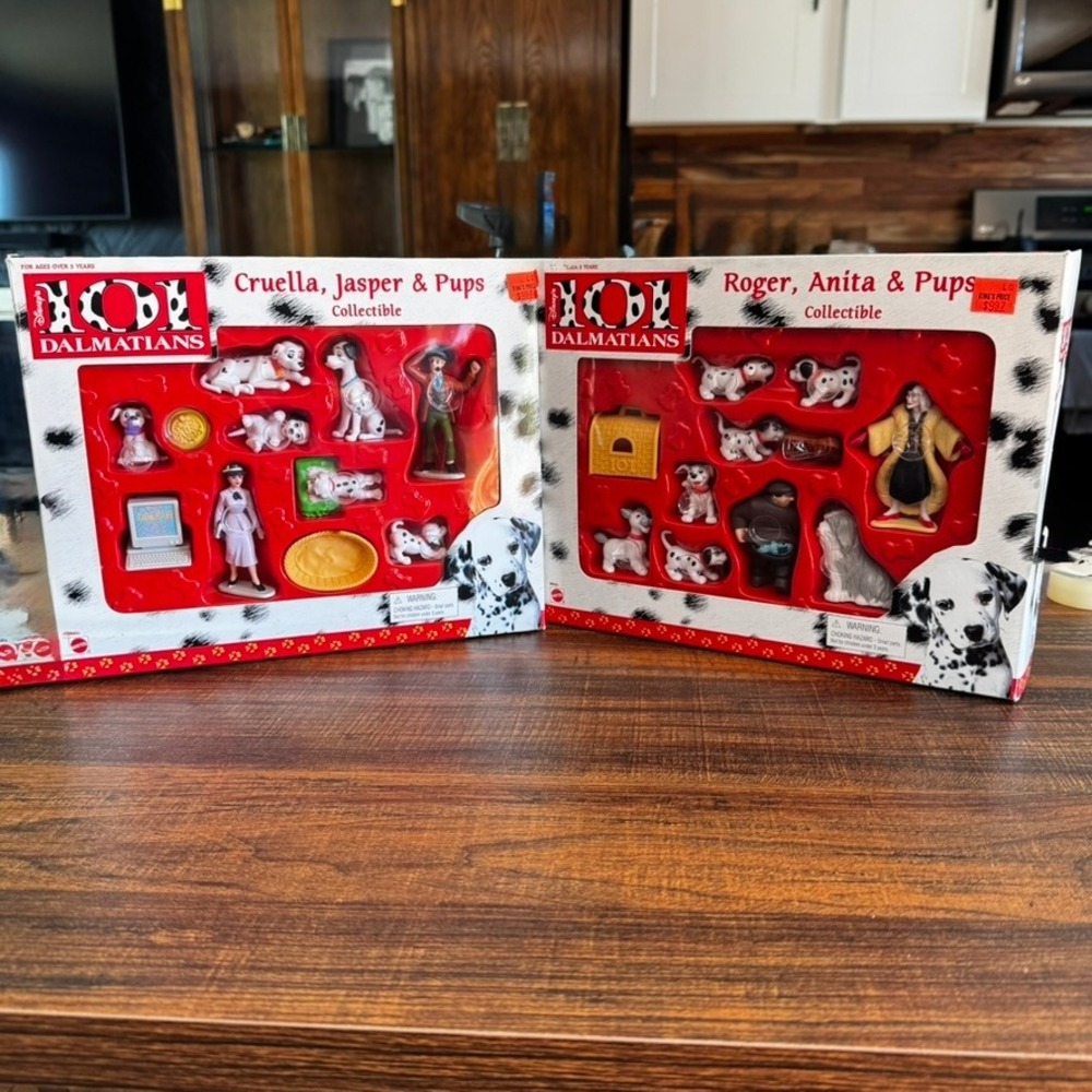 Vintage 1996 Disney 101 Dalmatians Mattel Figure Sets Cruella Roger Anita Pups